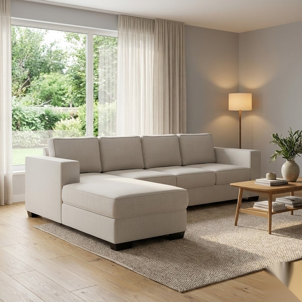 Kiwi Comfort NZ Made 4-Seater Corner Sofa with Chaise - Side View | Furniture World NZ