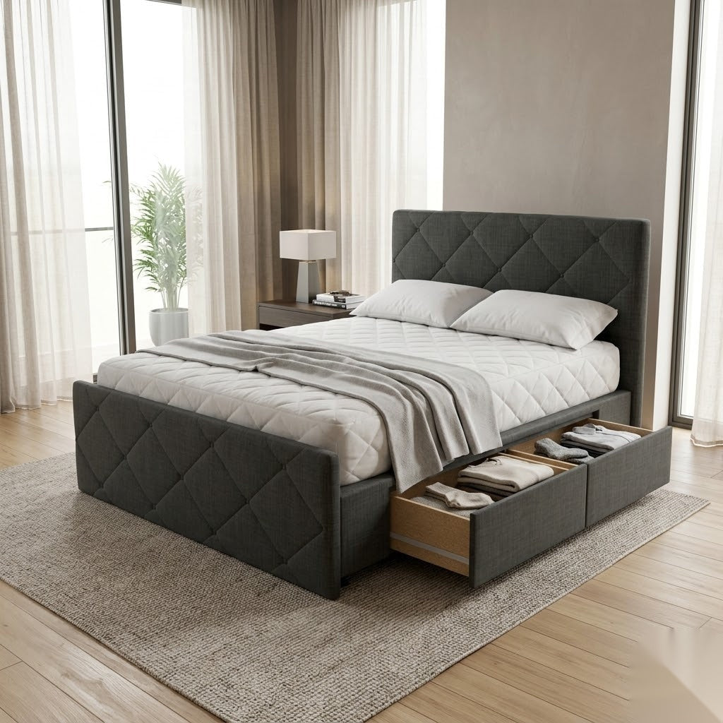 NZ Made Crystal Bed Frame With Drawers - Detail View | Furniture World NZ