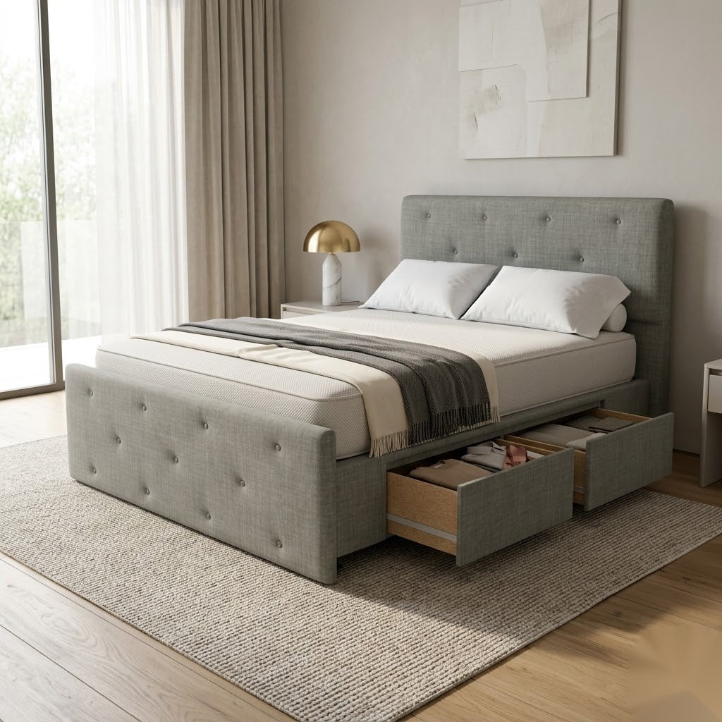 NZ Made Crown Bed Frame With Drawers - Detail View | Furniture World NZ