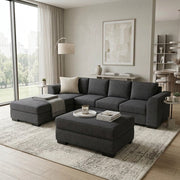 NZ Made Harbor 4 Seater with Chaise Corner Sofa-Ramsey Biscuit - Image 4 | Furniture World NZ