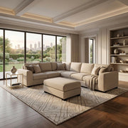 NZ Made Harbor 6 Seater Corner Sofa-Ramsey Biscuit - Side View | Furniture World NZ