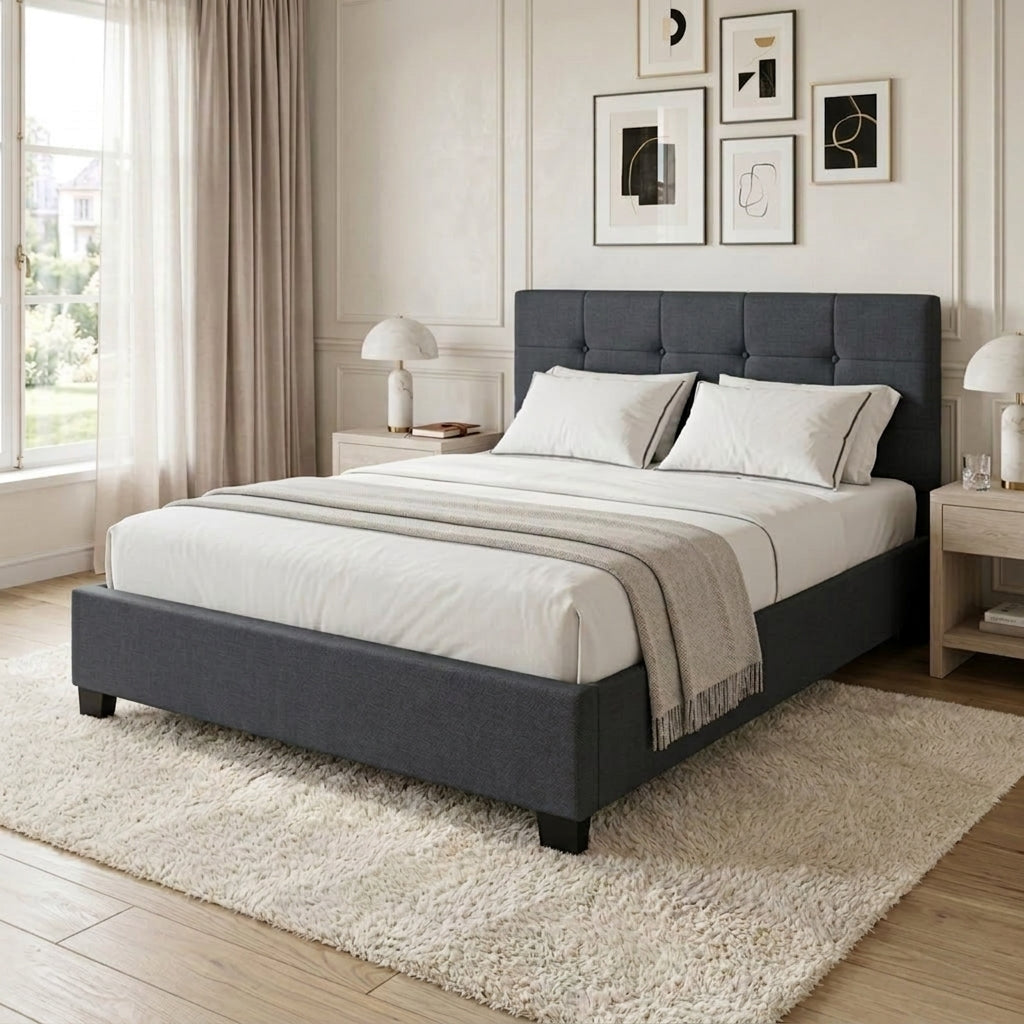 Atlas Queen Bed Charcoal | Furniture World NZ