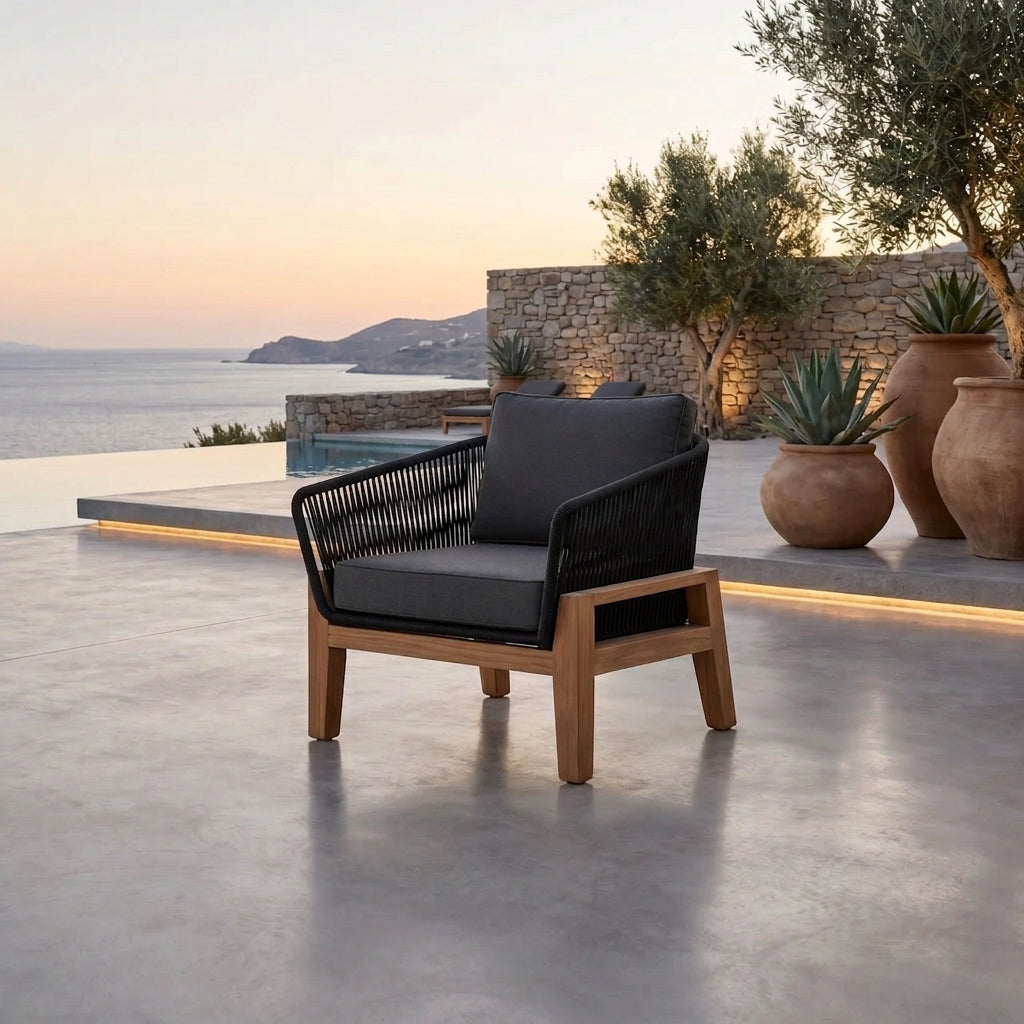 Nexus Outdoor Arm Chair With Cover - Black/Charcoal | Furniture World NZ