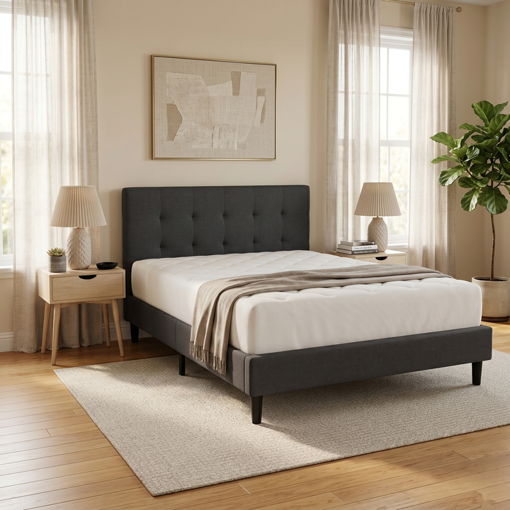 Shirley Fabric Bed Frame - lifestyle