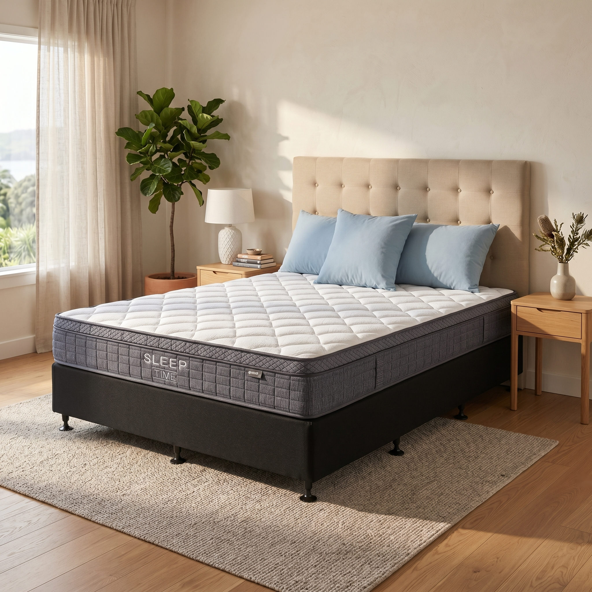 SleepTime Ultra Mattress + NZ Made Eco Bed Base - lifestyle
