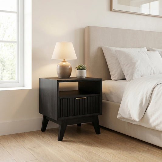 Reno Single Drw Bedside Table Matte Black - alternate view