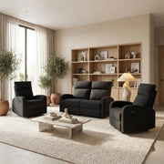 SupreCoz 2RR + R + R Recliner Suite Black | Furniture World NZ