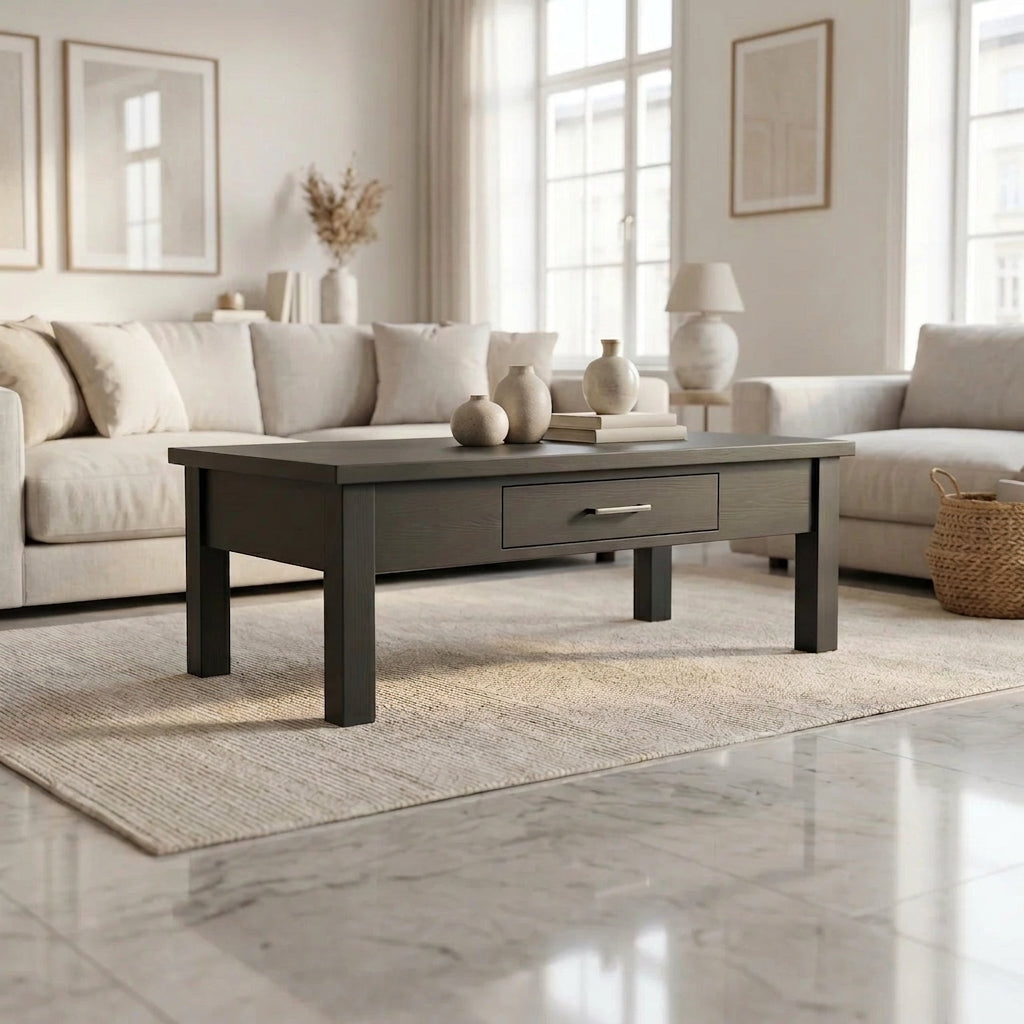 One Drawer Wooden Coffee Table Black Colour | Furniture World NZ