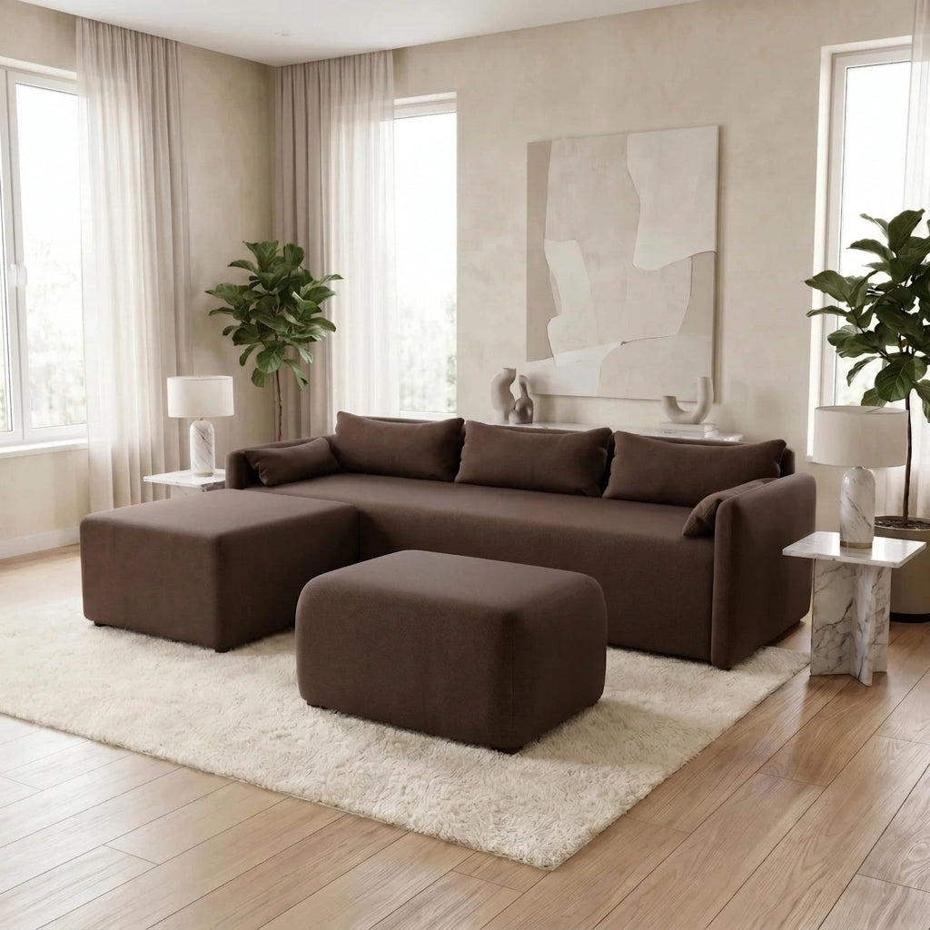 NZ Made Deseo 4 Seater With Chaise Corner Sofa - Side View | Furniture World NZ