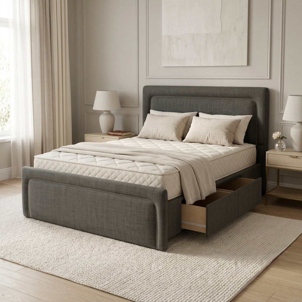 NZ Made Noir Bed Frame With Drawers