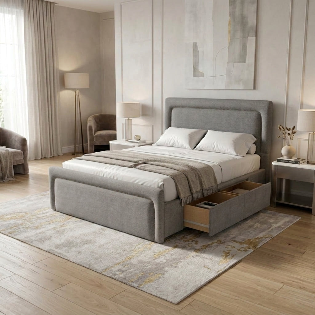 NZ Made Noir Bed Frame With Drawers