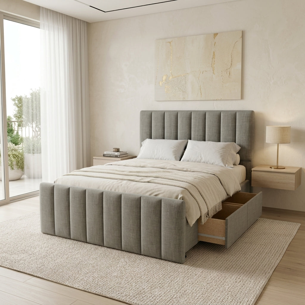 NZ Made Wave Plus Bed Frame With Drawers