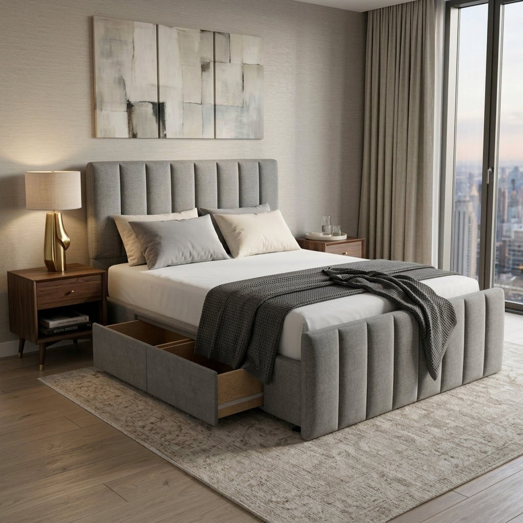 NZ Made Wave Plus Bed Frame With Drawers