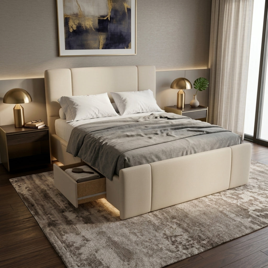 NZ Made Crest Bed Frame With Drawers