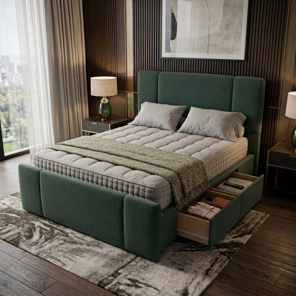 NZ Made Crest Bed Frame With Drawers