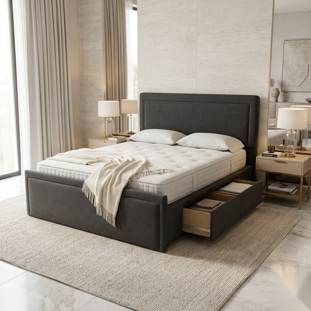 NZ Made Amber Bed Frame With Drawers
