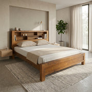 Oakwood Bed with Bookcase