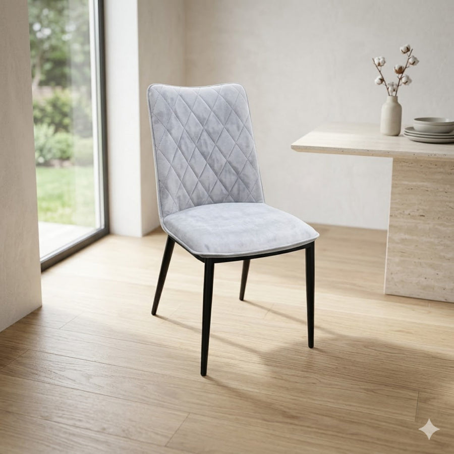 Mira Dining Chair – Dark Grey With Metal Black Legs | Furniture World NZ