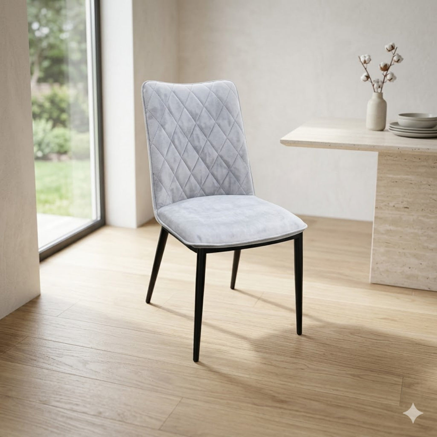 Mira Dining Chair – Dark Grey With Metal Black Legs | Furniture World NZ