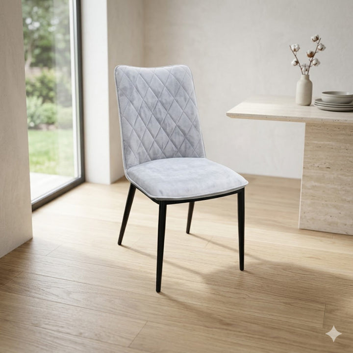 Mira Dining Chair – Dark Grey With Metal Black Legs | Furniture World NZ