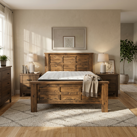 Oakwood Bed Frame +SleepTime Medium Mattress - lifestyle