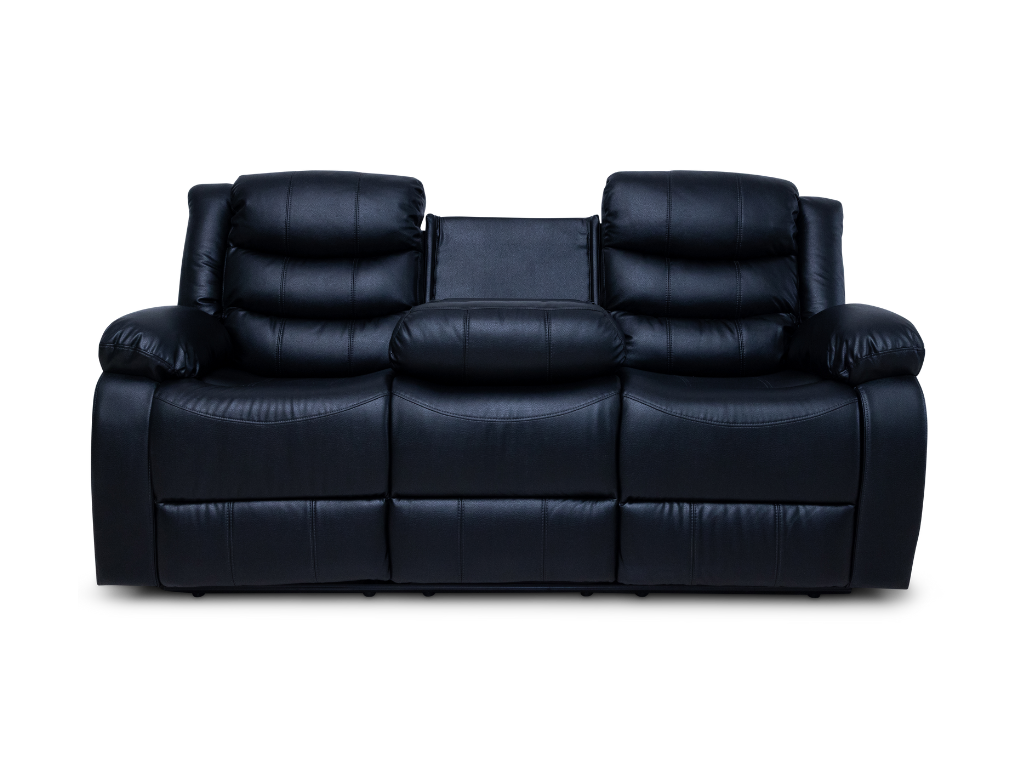 CozyCrown 3RR + R + R Recliner Suite with Cup Holder Black