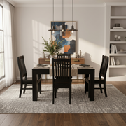 Solid Wood Dining Suite Black - lifestyle