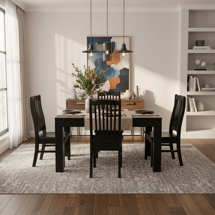 Solid Wood Dining Suite Black - lifestyle