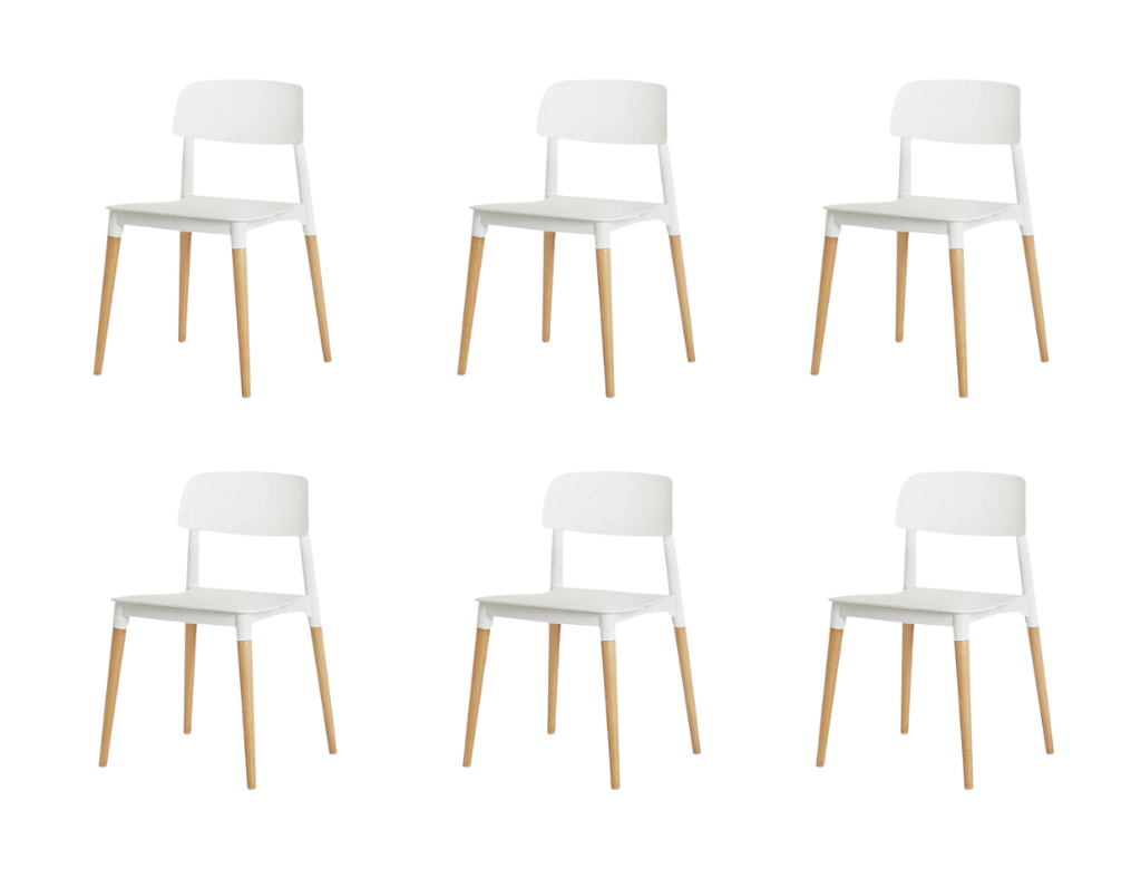 Ebony Dining Chairs Set of 6 White