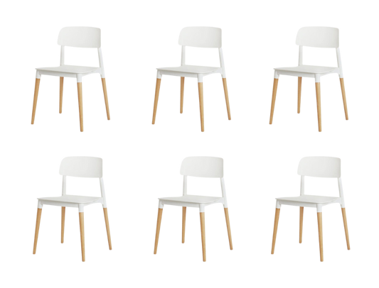Ebony Dining Chairs Set of 6 White