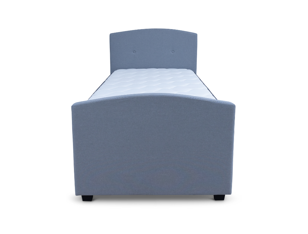 DriftEase Single Trundler Bed Frame Linen Grey + SleepLite Single Pocket Spring Mattress +Sleeko Single Bonnel Spring Mattress