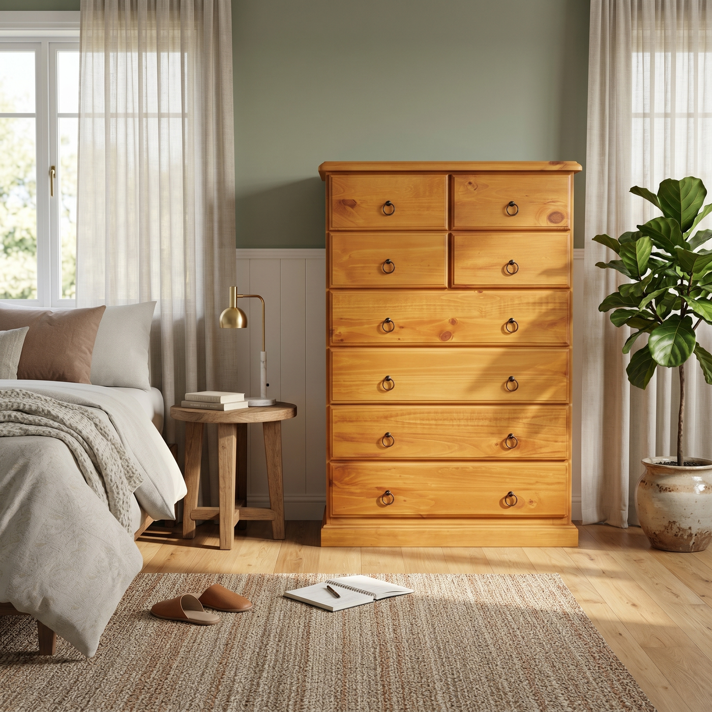 NestHeaven 8 Drw Tallboy Honey - lifestyle