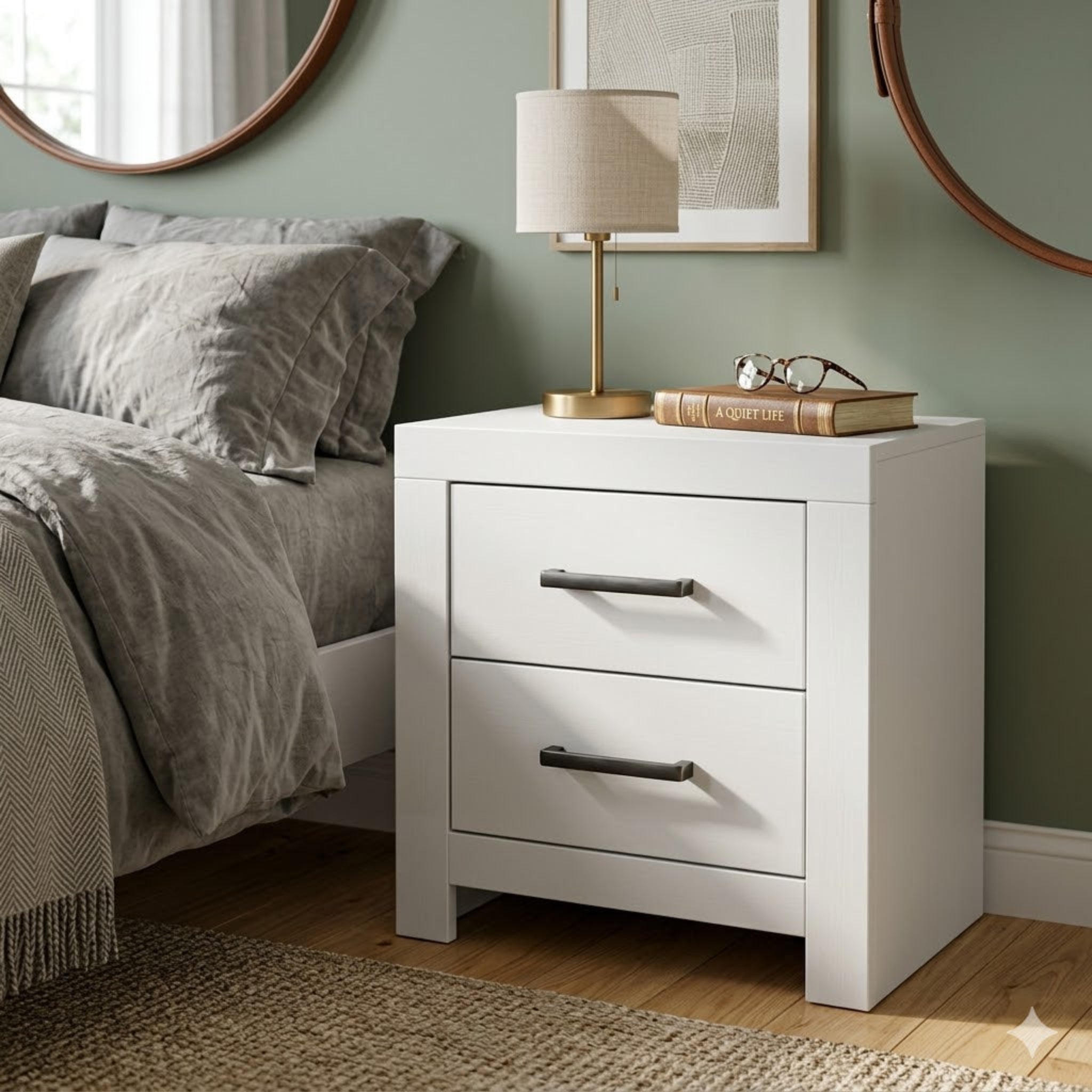 Oria 2 Drawer Bedside – Acacia/Pure White | Furniture World NZ