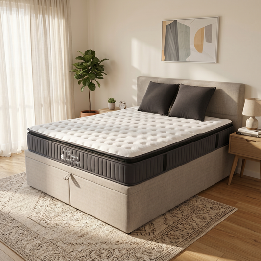 NZ Made Napbox Storage Bed + SleepTime Pocket Pillowtop Mattress - lifestyle