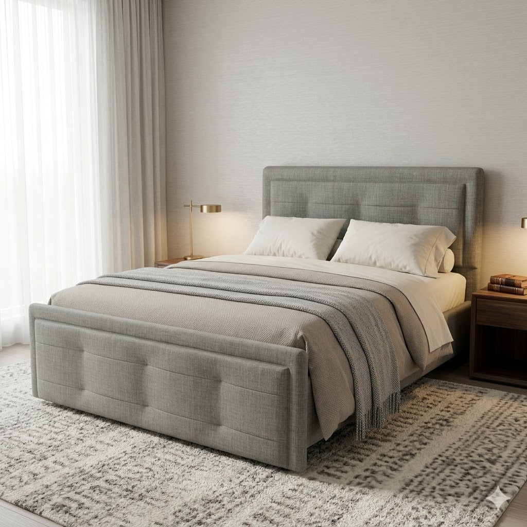 NZ Made Chelton Bed Frame + Venus Medium Mattress — Bed Bundle - Side View | Furniture World NZ