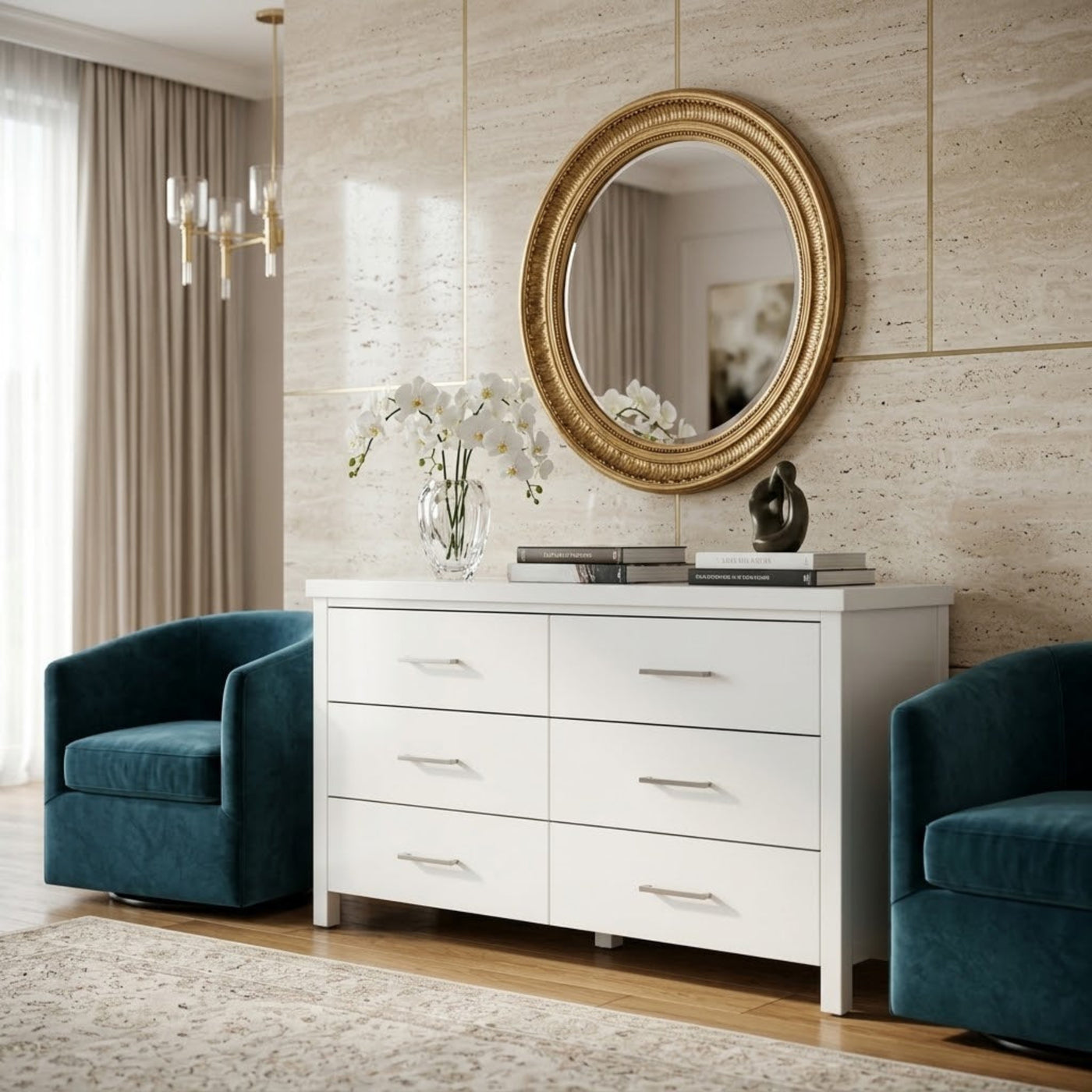 Champion 6 Drw Dresser White