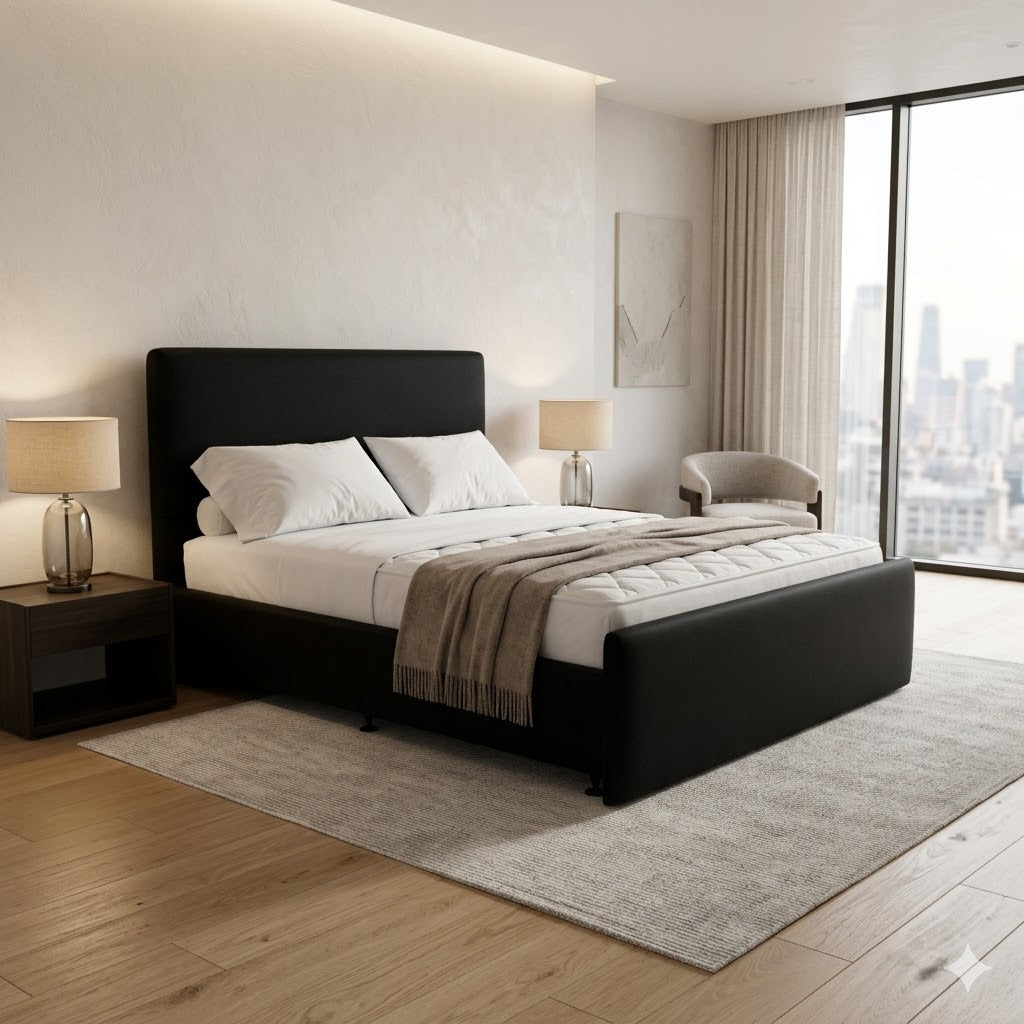 NZ Made Deaura Bed Frame + Venus Medium Mattress — Bed Bundle - Side View | Furniture World NZ