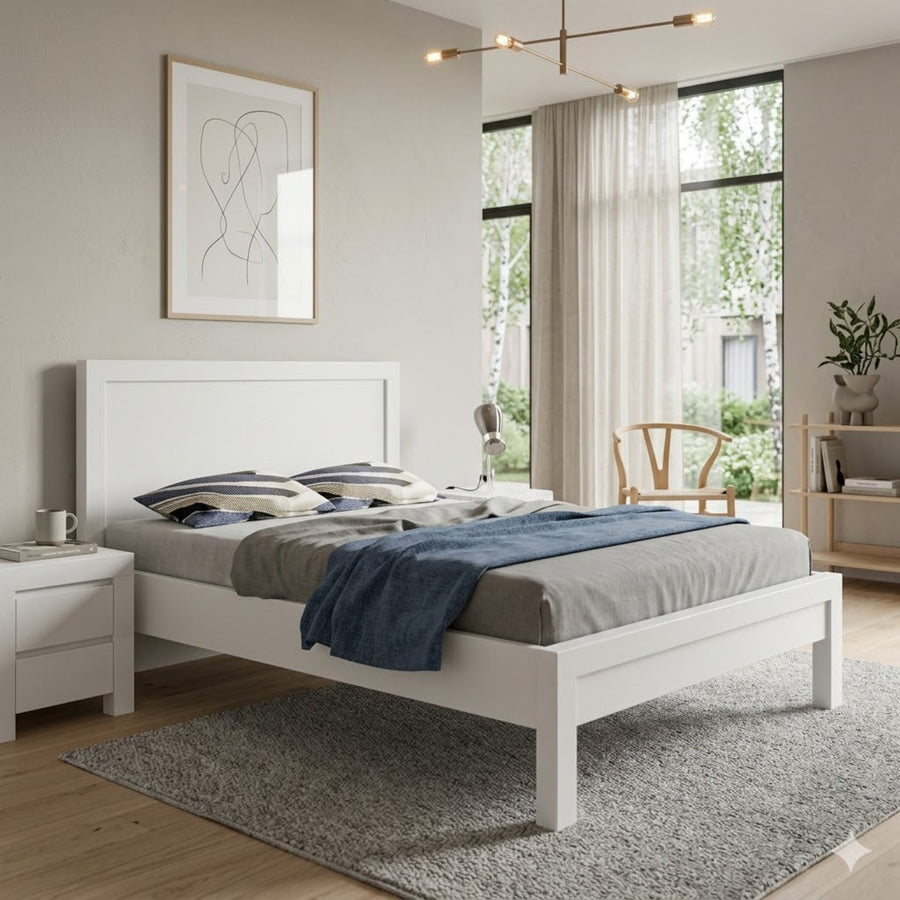 Oria NZ King Bed – Acacia/Pure White | Furniture World NZ
