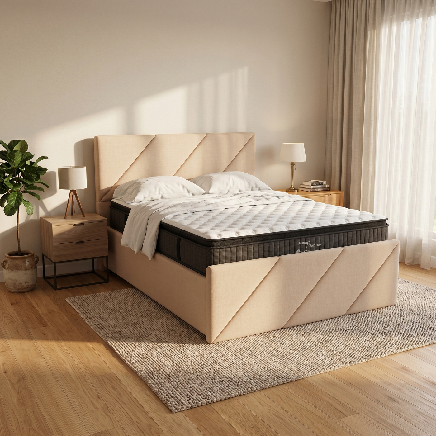 NZ Made Zest Bed Frame + SleepTime Pocket Pillowtop Mattress - lifestyle