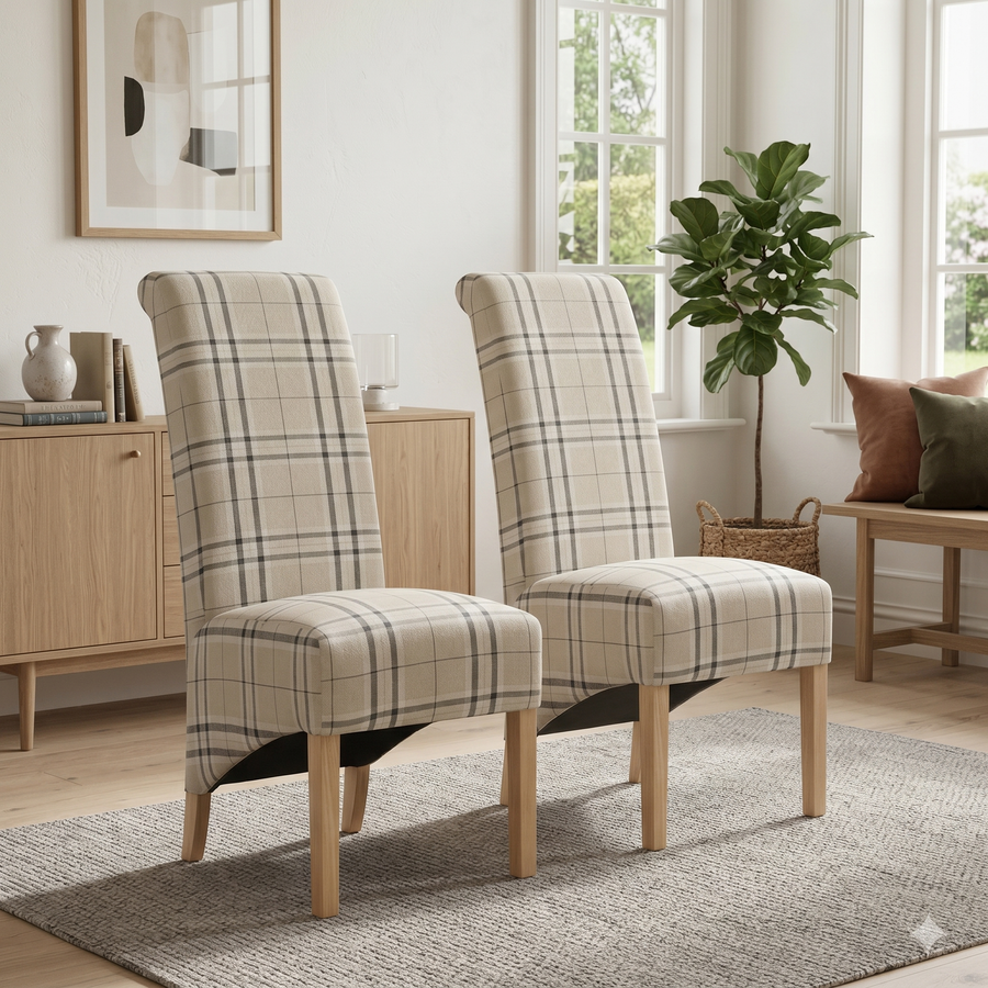 The Grand Checkered Chairs 2 Pcs Set - lifestyle