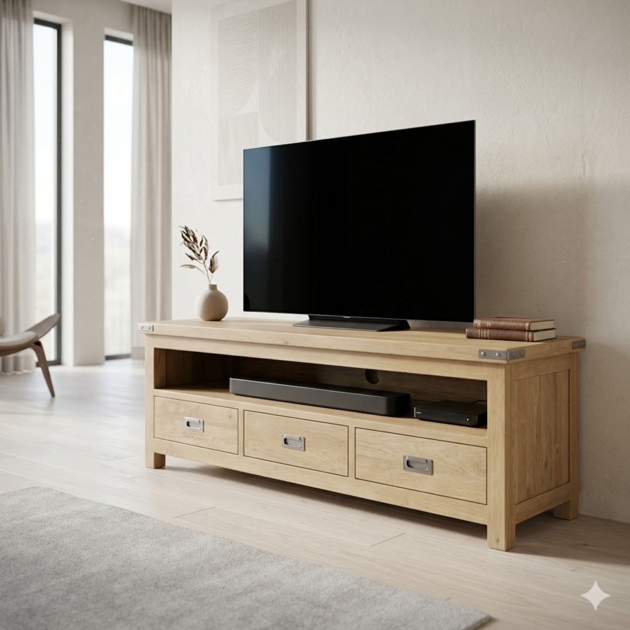 Torin 3 Drawer TV Unit – Honey Wash | Furniture World NZ