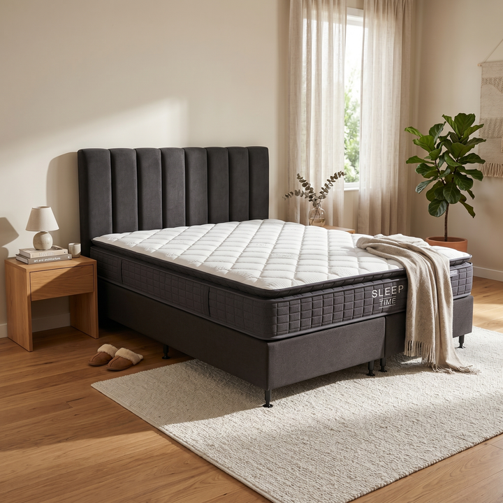 SleepTime Medium Mattress + NZ Made Eco Bed Base - lifestyle