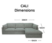 Avion 3 Seater Chaise Sofa – Fifty Shades - Side View | Furniture World NZ