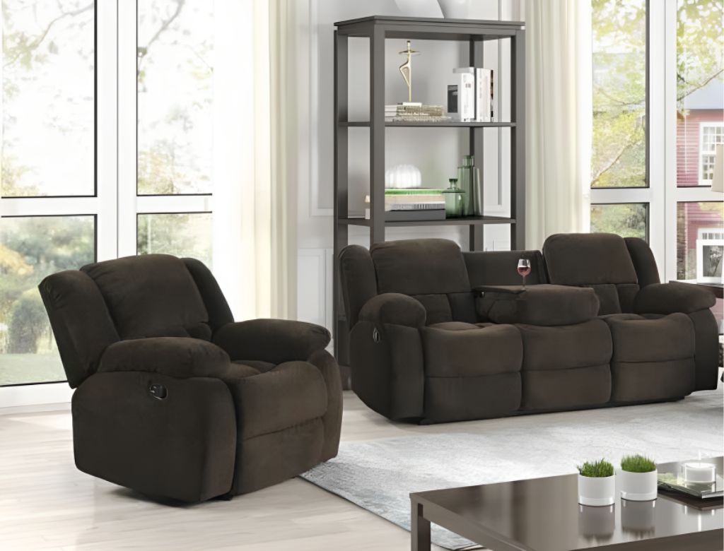 Delight Brown Fabric Recliner Suite