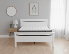 Medallion Bed Frame (White) +Sleeptime Pocket  Pillow Top Mattress