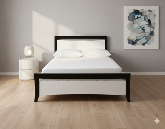 Maverick Bed Frame (Black/White) + Sleeptime Pocket Pillow Top Mattress