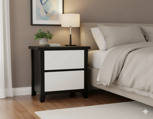 Maverick 2 Drw Bed Sider (Black/White)