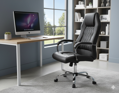 Robin Office Chair Black with White Stitching