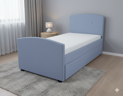 DriftEase Single Trundler Bed Frame Linen Grey