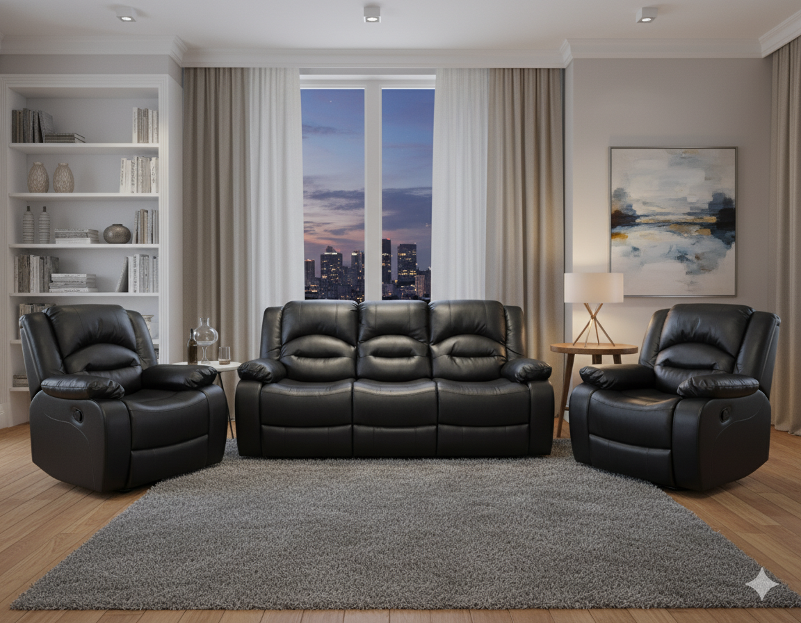 Heaven Recliner Suite Black